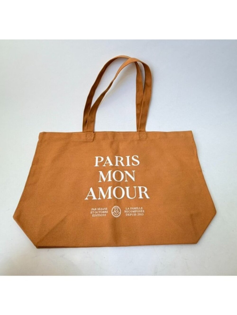 Sézane Paris Mon Amour Canvas Tote Bag Caramel Orange Limited Edition Shopper